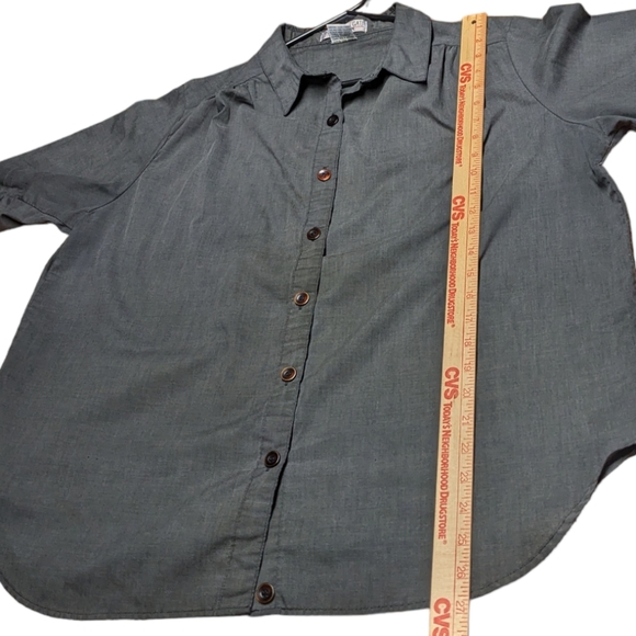 Bridge Gate Women's Size B0 Charcoal Light Black Button Down Blouse Shirt Top - Picture 3 of 9